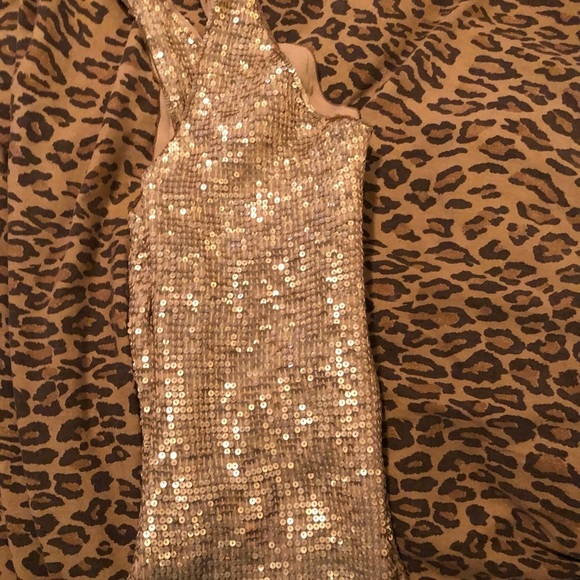 Anne Klein  small flowy gold sequin lined camisole/tank double V-neck zip back - Picture 11 of 14